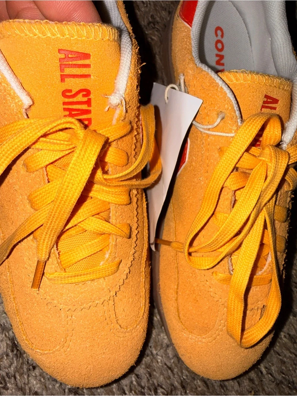 Converse Low-Top Suede Sneakers in Yellow with Coral Accents